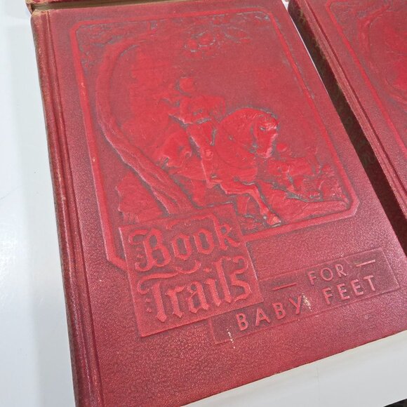 Book Trails Set 1928 Child Development Red Embossed Cover Colorful Illustrations - Picture 3 of 16